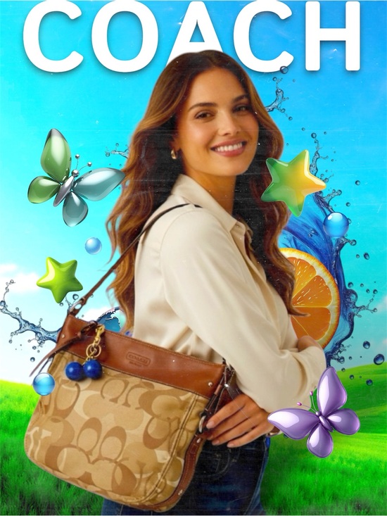 Coach Handbags - Vintage Coach soho Shoulder Bag Tan & Brown Signature Canvas